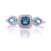 14KWG Ring w/ Swiss & London Blue Topaz - size 7.5